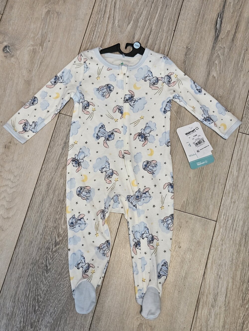 NWT Disney Baby Stitch Footie Pajamas Size 3-6 Months Clouds Moon Star Sleeper